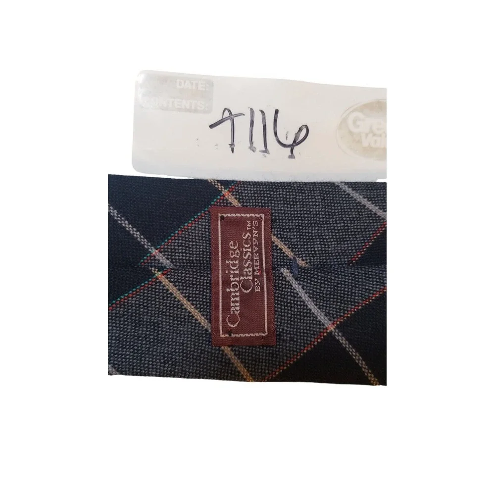 Cambridge Classics‎ Plaid Neck Tie Mens Navy 100% Lambs wool Woven in Scotland